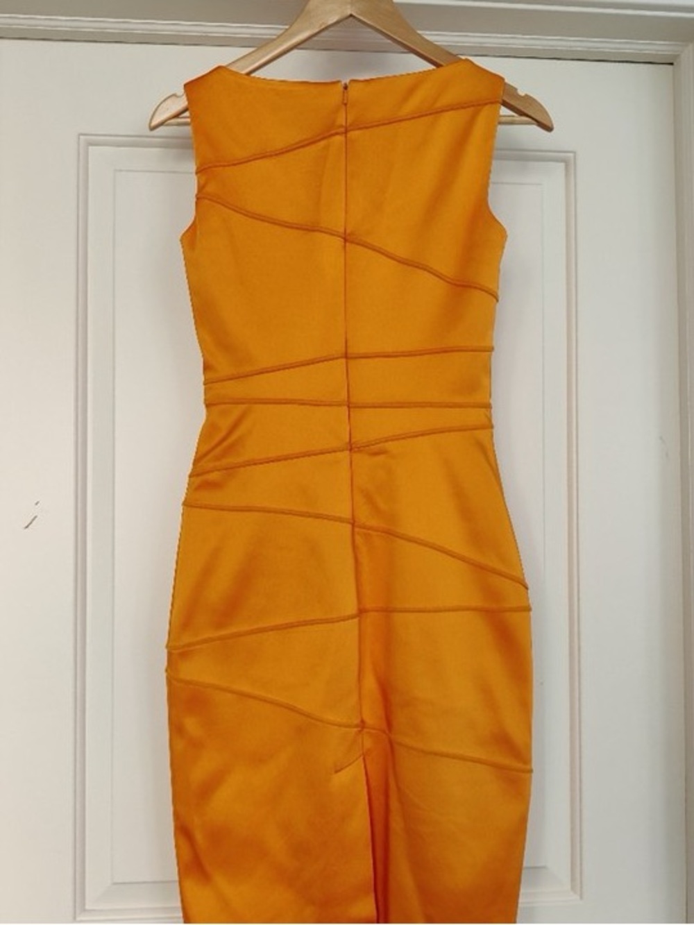 Sleek Orange Sleeveless Sheath Dress